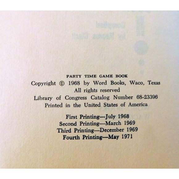Party Time Game Book by Naoma Clark Vintage 1971 Hardcover Jacket - Picture 7 of 11